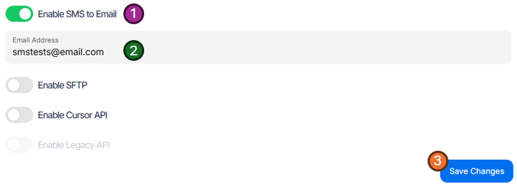 SMS to Email setup