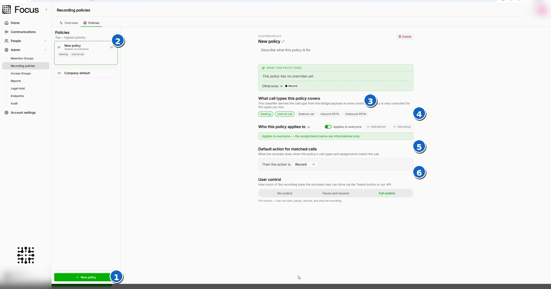 Custom policy configuration
