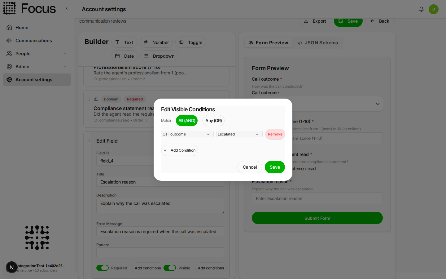 The condition editor