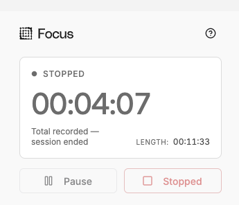 The recording shown as Stopped, with the session ended